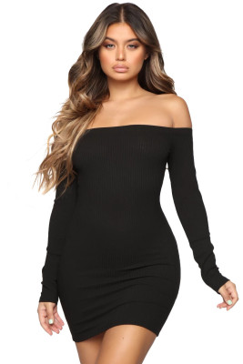 Solid color long sleeve drop shoulder dress MZ2465