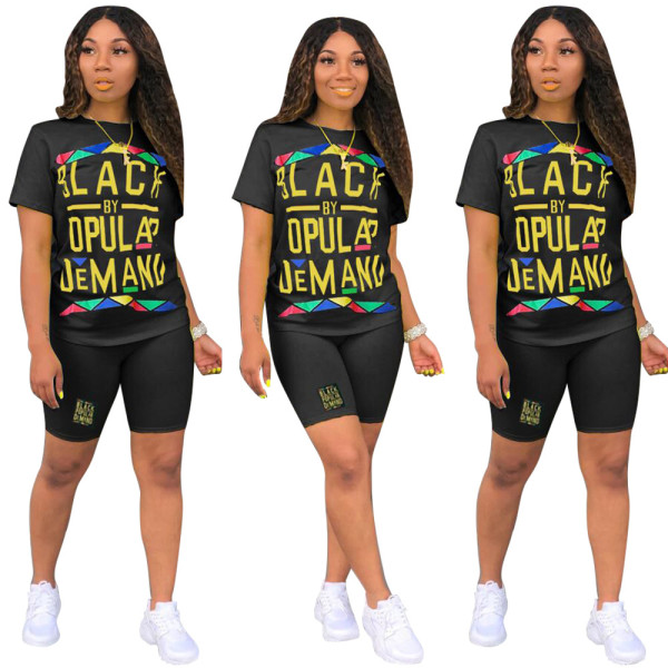 Trendy Letters Printing Summer Ladies Track Suits LD8376