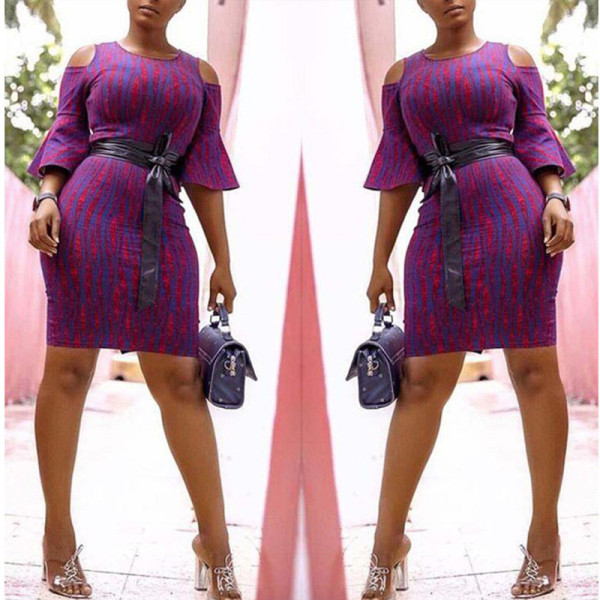 Wholesale Ladies Ruffle Half Sleeves Dress SC453