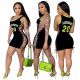 Nightclub style sexy silk empty letter printed dress YS346