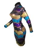 Sexy Mesh Striped Sequin Bodycon Dress BS-1020