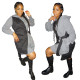Fashion Vest Fake Two Matching Color Hooded Dress With Belt MN8077