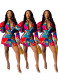 Casual Lady Turn Down Collar Shirt Printing Short Dress AMM8173