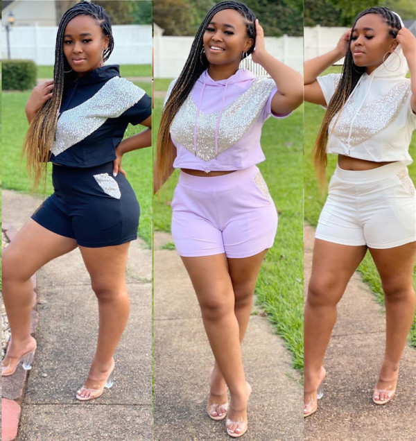 Fashion sexy sequin splicing casual two-piece suit QQ5192