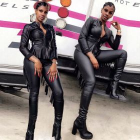 Euramerican Bodycon Tassels Leather Two-Piece Outfits OG9069