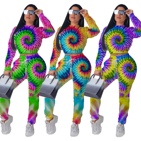 Wholesale Plus Size Clothes 2 Pieces Tie Dye Bodycon Sets LY5090