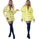 Office Ladies Fashion Yellow Checks Mini Dress HM5189