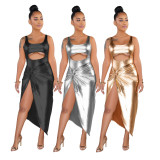 Sexy Strapy Solid Glitter Dresses SMR9178