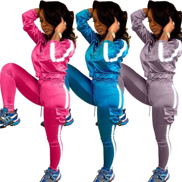 Euramerican Elastic Waist Reflective Stripe Running Outfits LM053