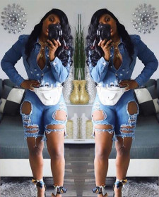 Denim Bodycon Slit Ripped Women Shorts With Pockets LA3108