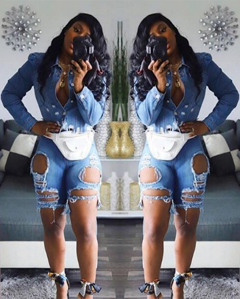 Denim Bodycon Slit Ripped Women Shorts With Pockets LA3108