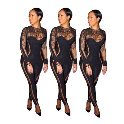 Sexy Black Mesh Bodycon Jumpsuits YS246