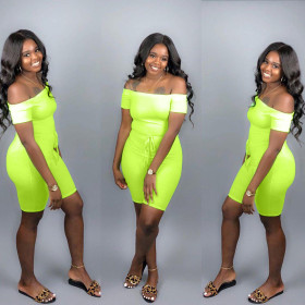 Cheap Slim Bodycon Flat Shoulder Solid Jumpsuit S6142