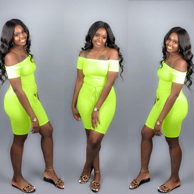 Cheap Slim Bodycon Flat Shoulder Solid Jumpsuit S6142