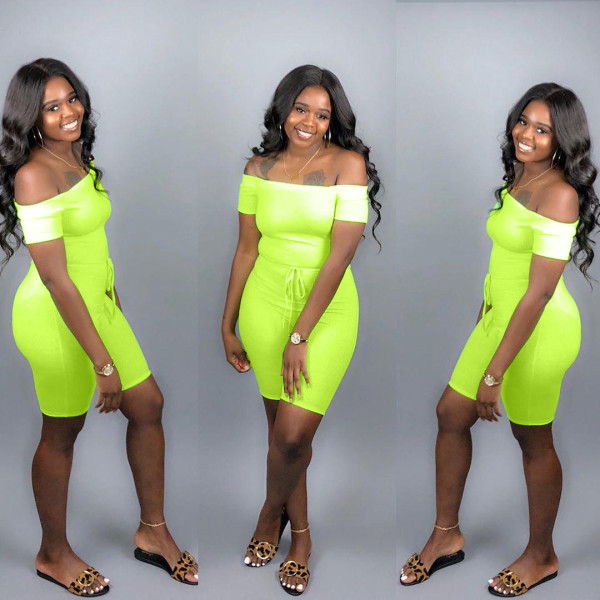 Cheap Slim Bodycon Flat Shoulder Solid Jumpsuit S6142