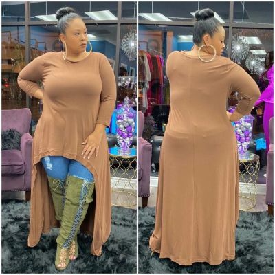 Long sleeve front short back long dress DM199