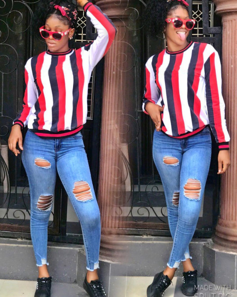 Casual Striped Hoodie T Shirts H1073
