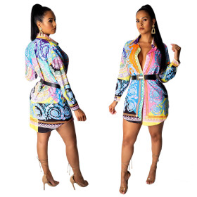Newest Long Sleeve Women Turn-Down Neck Dresses YZ1727