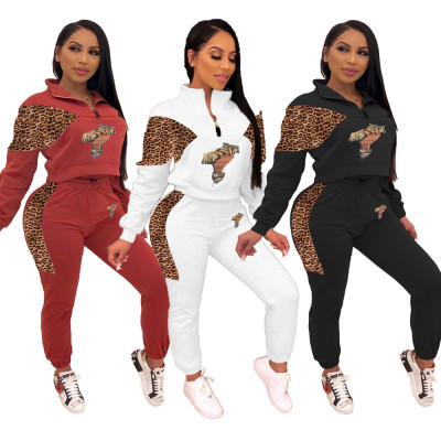 Hot Sell 3 Colors Casual Leopard Printed Patchwork Hiking Sets JH125