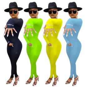 Striped slim-fit jumpsuit with embroidery jumpsuit F8310