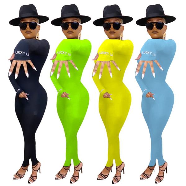 Striped slim-fit jumpsuit with embroidery jumpsuit F8310