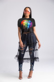 Unique Ladies Mesh Patchwork Printing Dress MD173