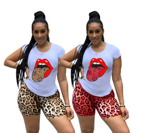 Lip Leopard Print Cotton Two-Piece Set LM8148