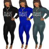Letters T Shirt Pencil Pants Slim Fitting Beading Stylish Outfits YX9170