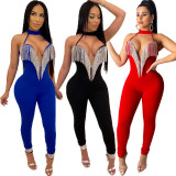 Halter sexy nightclub crystal gorgeous jumpsuit CY8235