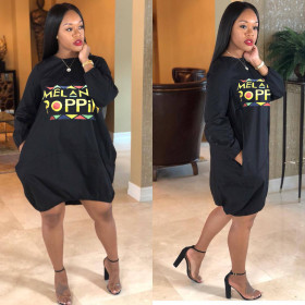 Casual Loose T Shirt Dress With Pockets R6136