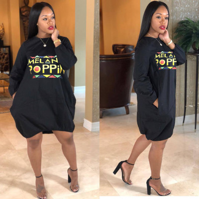 Casual Loose T Shirt Dress With Pockets R6136