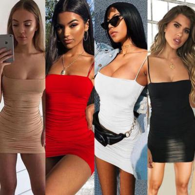 Spring and summer sexy suspenders fold bag hip club dress ZY8602
