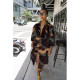 Camouflage Geometic Pattern Print V Neck Long Dree Skirt FA7054
