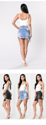 rowed irregular denim skirt Q9001