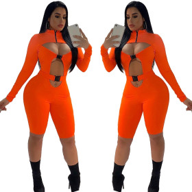 Bodycon Sexy Revealing Mid Jumpsuit With Buckle BN9168