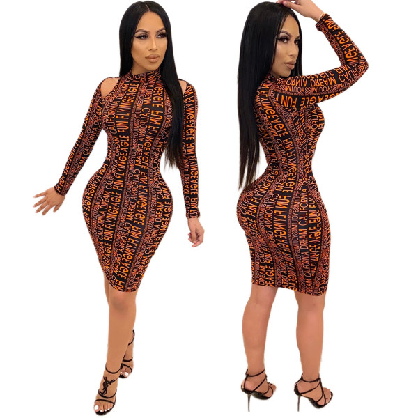 Women's Letter Off-Shoulder Dress SH7161