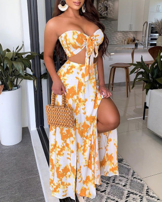 Sexy Mini Backless Strapless With Midi Skirts 2 Pcs Dress Sets HC710