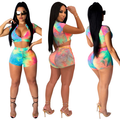 Wholesale Price Colorful Bodycon 2 Pieces Shorts Suits SY8333