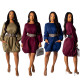 Autumn Winter Female Solid Color Long Sleeves Casual Dress N9152