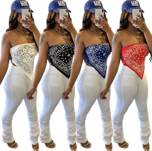 Nightclub sexy printed tube top handkerchief top DN8383