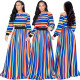 Leisure Striped Long Sleeve Strapless Maxi Dress CCY8141