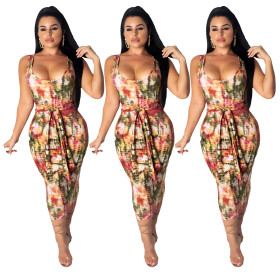 Fashion Printing Sleeveless Pencil Dress For Daily Wear JH107