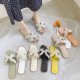 Fashionable wear flat pearl slippers wild net red beach shoes GC551