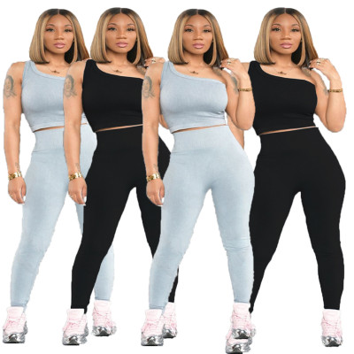 Fashionable solid color two-piece sportswear YS6134