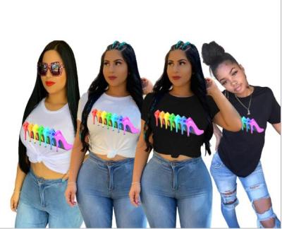 Colorful high heel short sleeve T-shirt LM8116