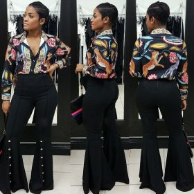 Hot Sale Casual Black Flare Pants YS226