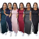 Cloth hitting tight split long long dress plus size women's dress OSS20731