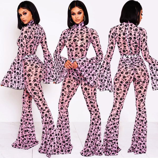Flare sleeve two-piece suit CYF3341