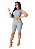 Casual solid color knitted waist jumpsuit TS1051