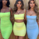 One-shoulder sexy sling mesh dress pleated bag hip skirt FD8381